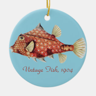 Ernst Haeckel Nautical Red Boxfish Sea Life Ceramic Tree Decoration