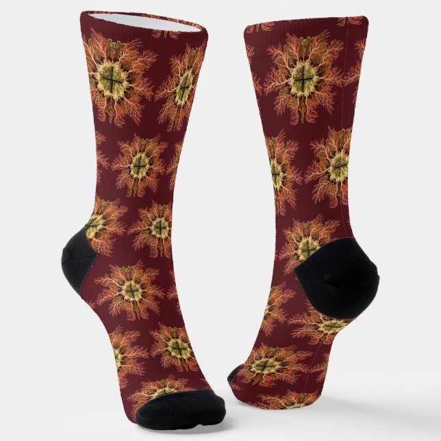 Ernst Haeckel Nautical Tunicate Red Sea Life Art Socks (Angled)
