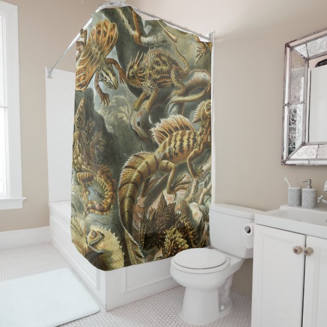 Ernst Haeckel old fashion illustration Lacertilia Shower Curtain (In Situ)
