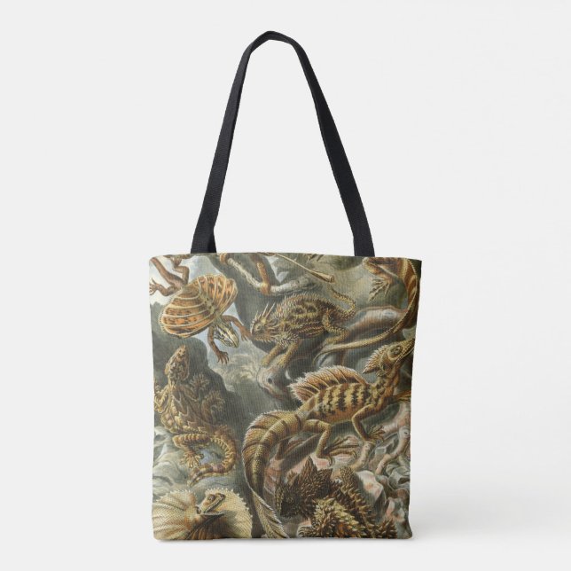 Ernst Haeckel old fashion illustration Lacertilia Tote Bag (Back)