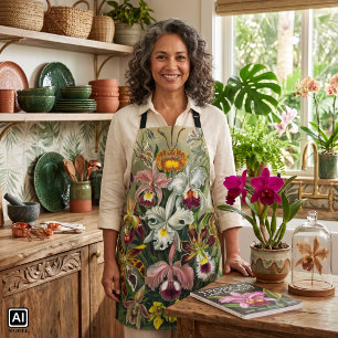 Ernst Haeckel Orchids, Vintage Rainforest Flowers Apron