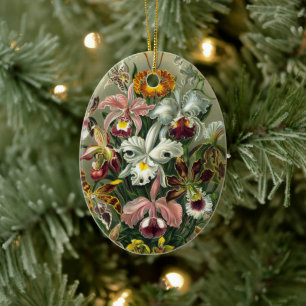 Ernst Haeckel Orchids, Vintage Rainforest Flowers Ceramic Tree Decoration