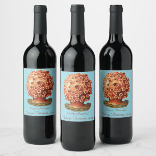 Ernst Haeckel Red Coral Nautical Sea Life Wine Label