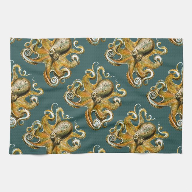 Ernst Haeckel’s Octopus Tea Towel (Horizontal)