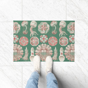 Ernst Haeckel Sea Life Pink Jellyfish Green Poster Doormat