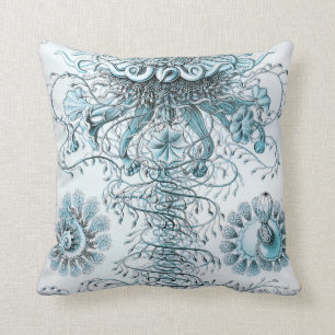 Ernst Haeckel Siphonophorae Jellyfish Bluebottle Cushion