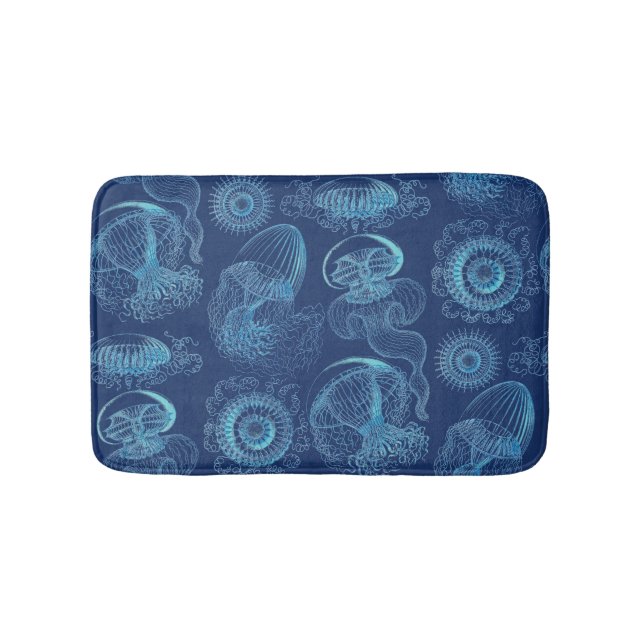 Ernst Haeckel's Leptomedusae (Dark Blue) Bath Mat (Front)
