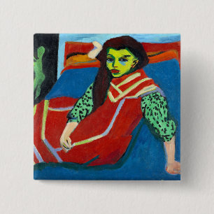 Ernst Ludwig Kirchner Seated Girl Fränzi Fehrmann 15 Cm Square Badge