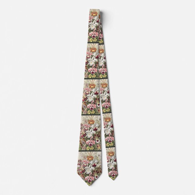 ErnstHaeckel Vintage Botanical Orchid Illustration Tie (Front)