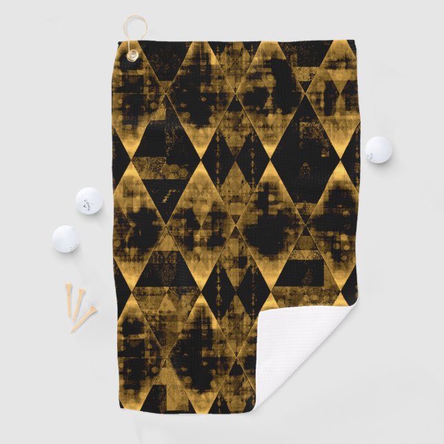 Erratic Gold and Black Diamonds Golf Towel (InSitu)