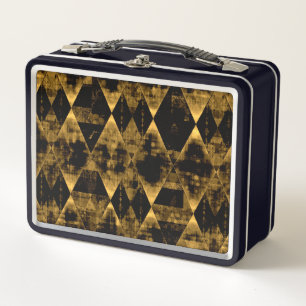 Erratic Gold and Black Diamonds Metal Lunch Box