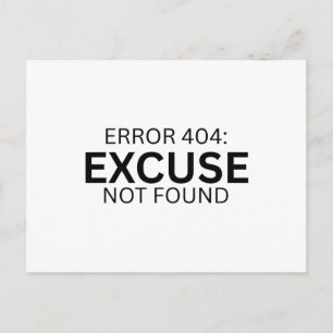 Error 404 Excuse Not Found Minimalist Typewriter  Postcard