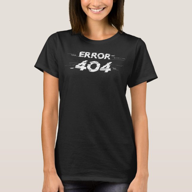 Error 404 Glitch Cyberpunk Digital Graphic T-Shirt (Front)