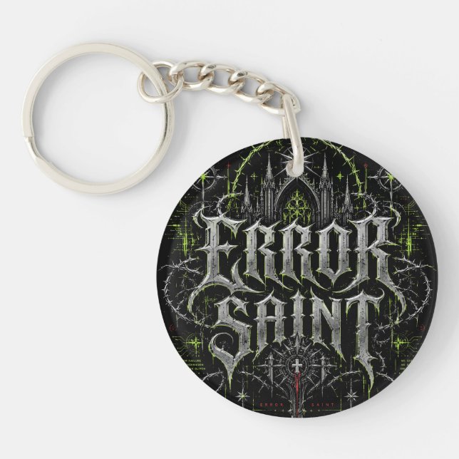 Error Saint Gothic Cyberpunk Front & Back Men's Key Ring (Front)