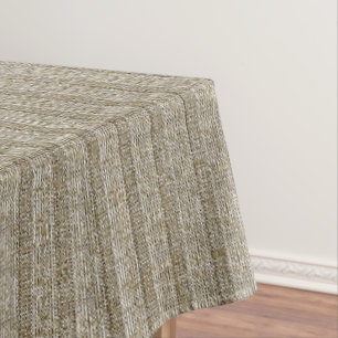 ersey Stripe Knit Pattern in Soft Beige Tablecloth