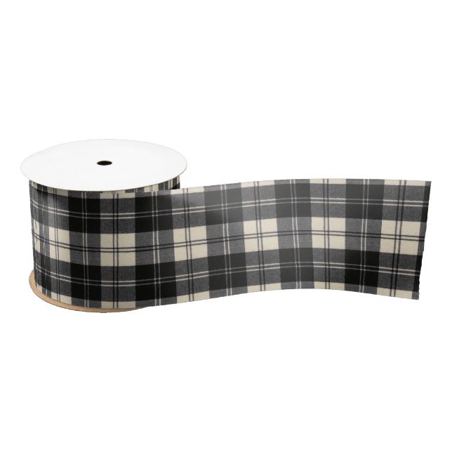 Erskine Black and White Scottish Tartan Satin Ribbon (Spool)