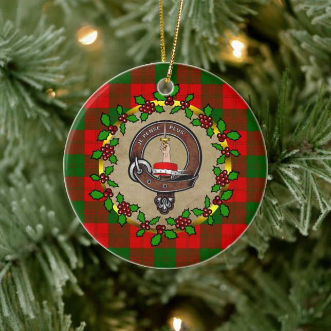 Erskine Clan Badge & Tartan Personalised Xmas  Ceramic Tree Decoration (Tree)