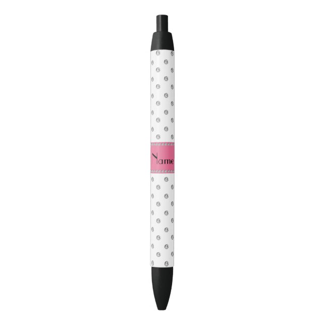 ersonalized name white diamonds light pink stripe black ink pen (Front Vertical)