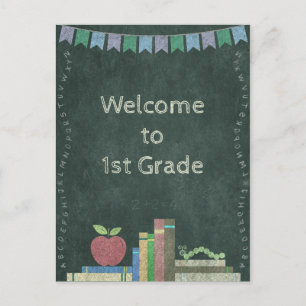 Erster Schultag Willkommen zum ersten Schuljahr Postcard