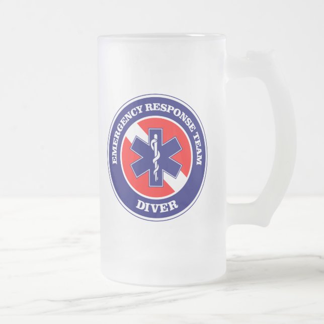 ERT Diver Frosted Glass Beer Mug (Right)