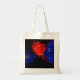 Erupting Volcano and Stars Tote Bag