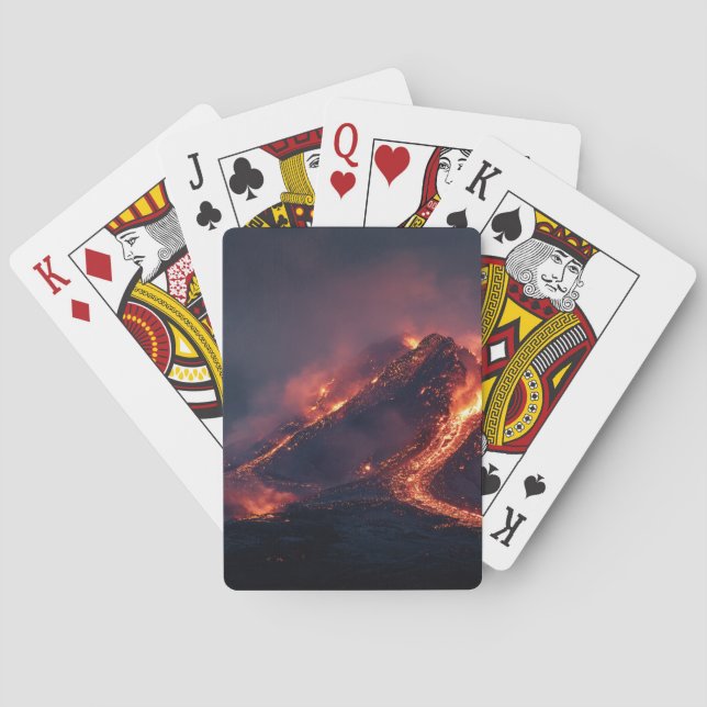 Erupting Volcano Lava Flow Playing Cards (Back)
