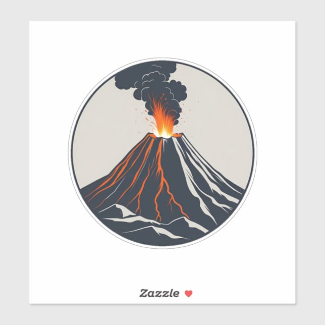 Erupting Volcano Modern Art Illustration (Sheet)
