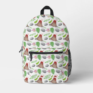 Erupting Volcanoes & Tropical Foliage Pattern Printed Backpack