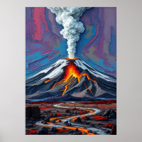 Eruption in Motion – Fiery Volcano Landscape Art