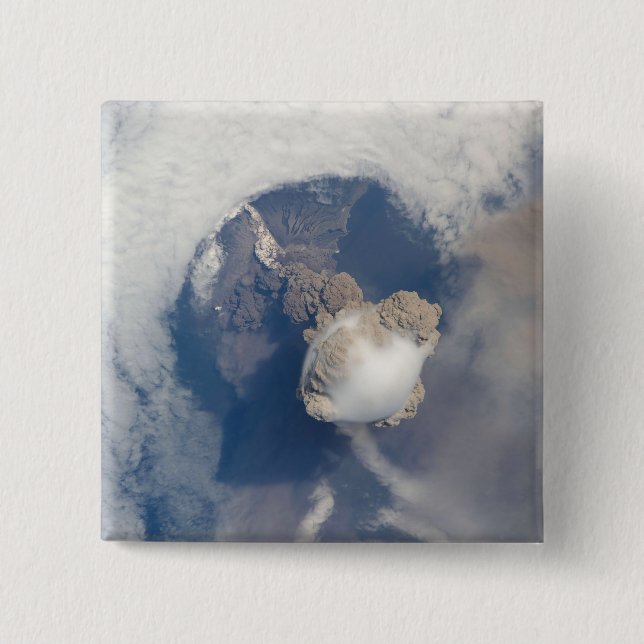 Eruption of Sarychev volcano 2 15 Cm Square Badge (Front)