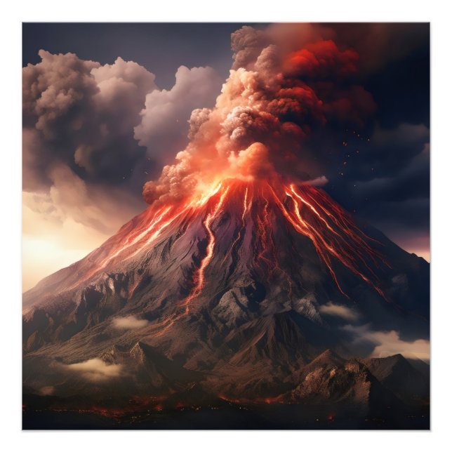 Eruption of Volcano Photo Print (Front)