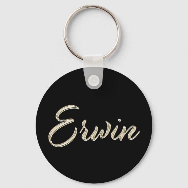 Erwin Name whitegold Button Schlüsselanhänger Key Ring (Front)