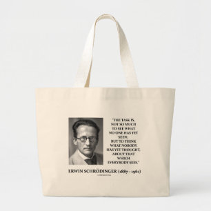 Erwin Schrödinger Task Think Nobody Yet Thought Large Tote Bag