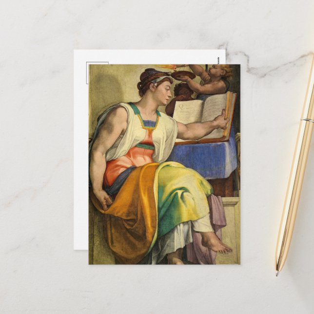 Erythraean Sibyl by Michelangelo Holiday Postcard (Front/Back In Situ)