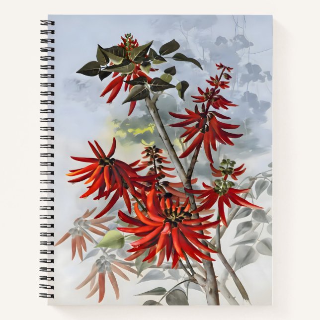 Erythrina Flower Watercolour, Gift Painting Notebook (Front)