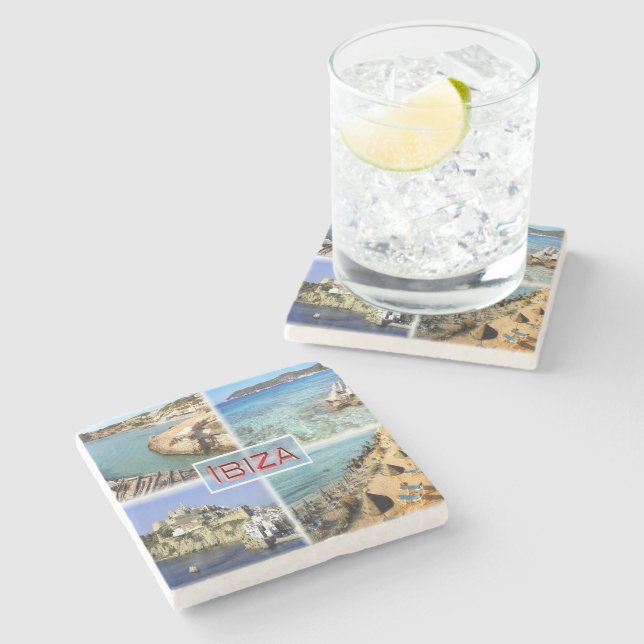 ES Ibiza ^ Cala Tarida - Ses Salinas - Old Town Stone Coaster (Side)