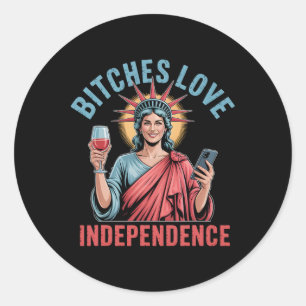 Es Love Independence Funny 4th July For Women  Classic Round Sticker