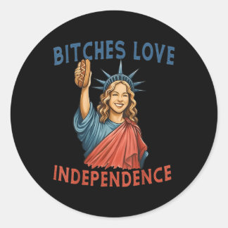Es Love Independence Funny 4th Of July Patriotic  Classic Round Sticker
