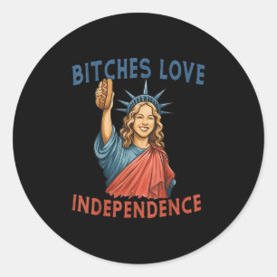 Es Love Independence Funny 4th Of July Patriotic Classic Round Sticker