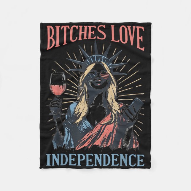 Es Love Independence Funny 4th Of July Retro  Fleece Blanket (Front)