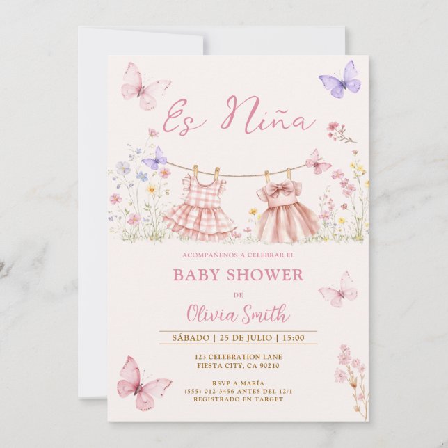 Es Nina Mexican Wildflower Spanish Baby Shower Invitation (Front)