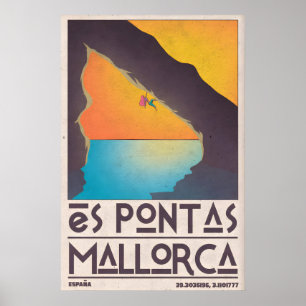 Es Pontas Climbing Poster Retro Mallorca Travel