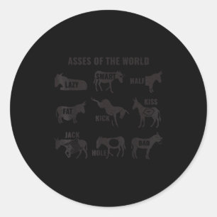 Es The World Funny Lazy Smart Half Fat Kick Kiss  Classic Round Sticker