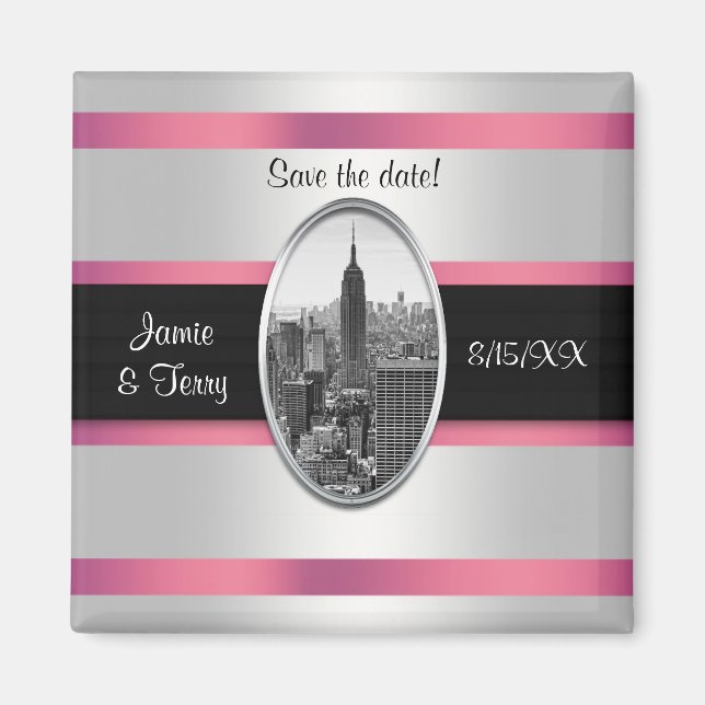 ESB Save the Date White Pink Magnet (Front)