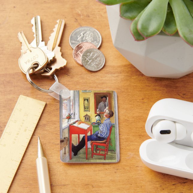 Esbjorn Doing His Homework by Carl Larsson Key Ring (Desk)