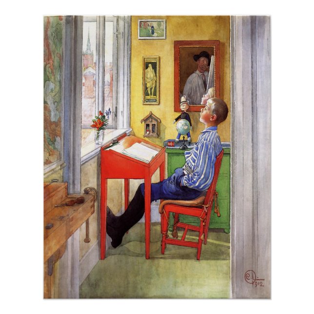 Esbjorn Doing His Homework by Carl Larsson Poster (Front)