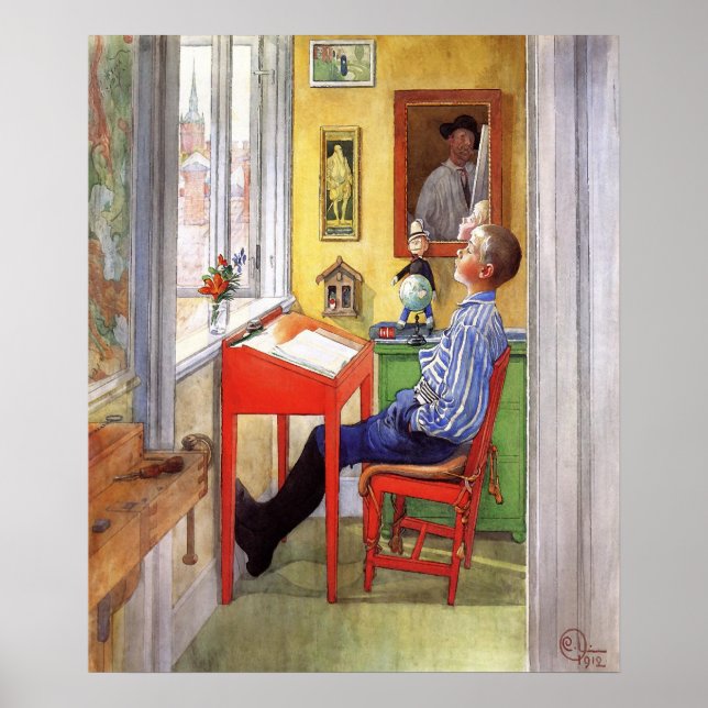 Esbjorn Doing His Homework by Carl Larsson Poster (Front)