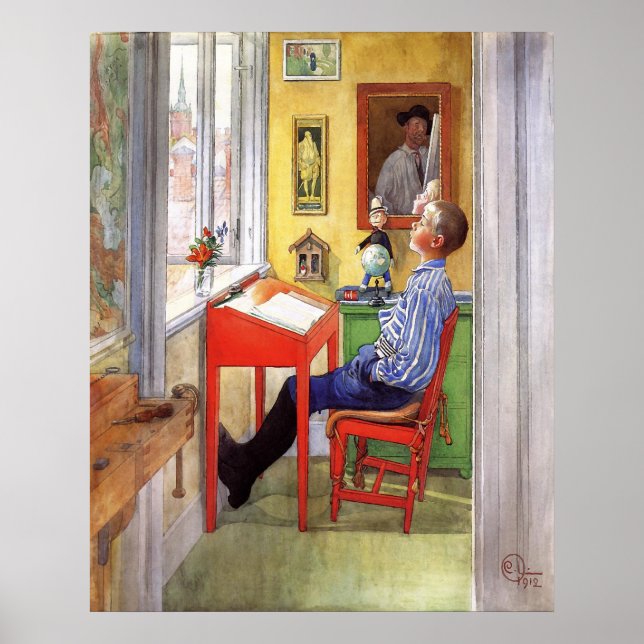 Esbjorn Doing His Homework by Carl Larsson Poster (Front)