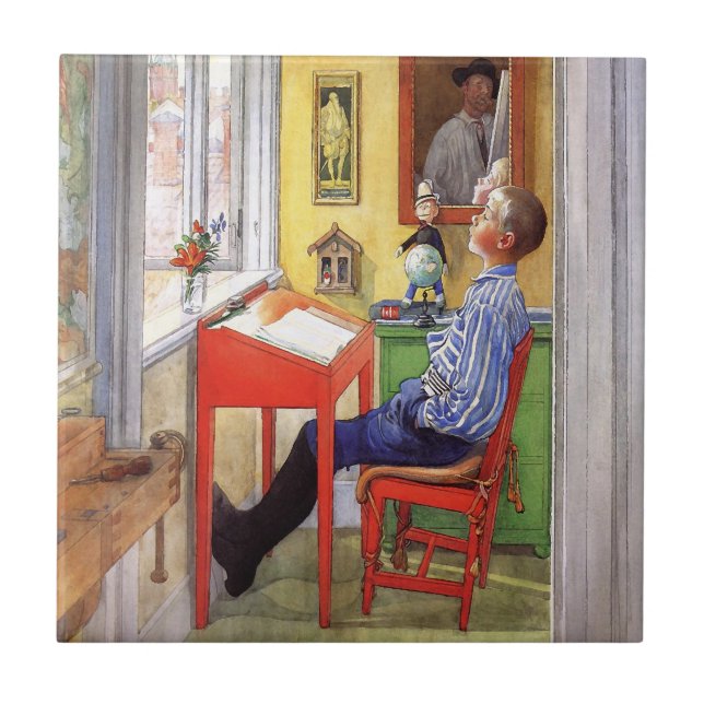 Esbjorn Doing His Homework by Carl Larsson Tile (Front)