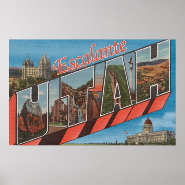 Escalante, Utah - Large Letter Scenes Poster (Front)